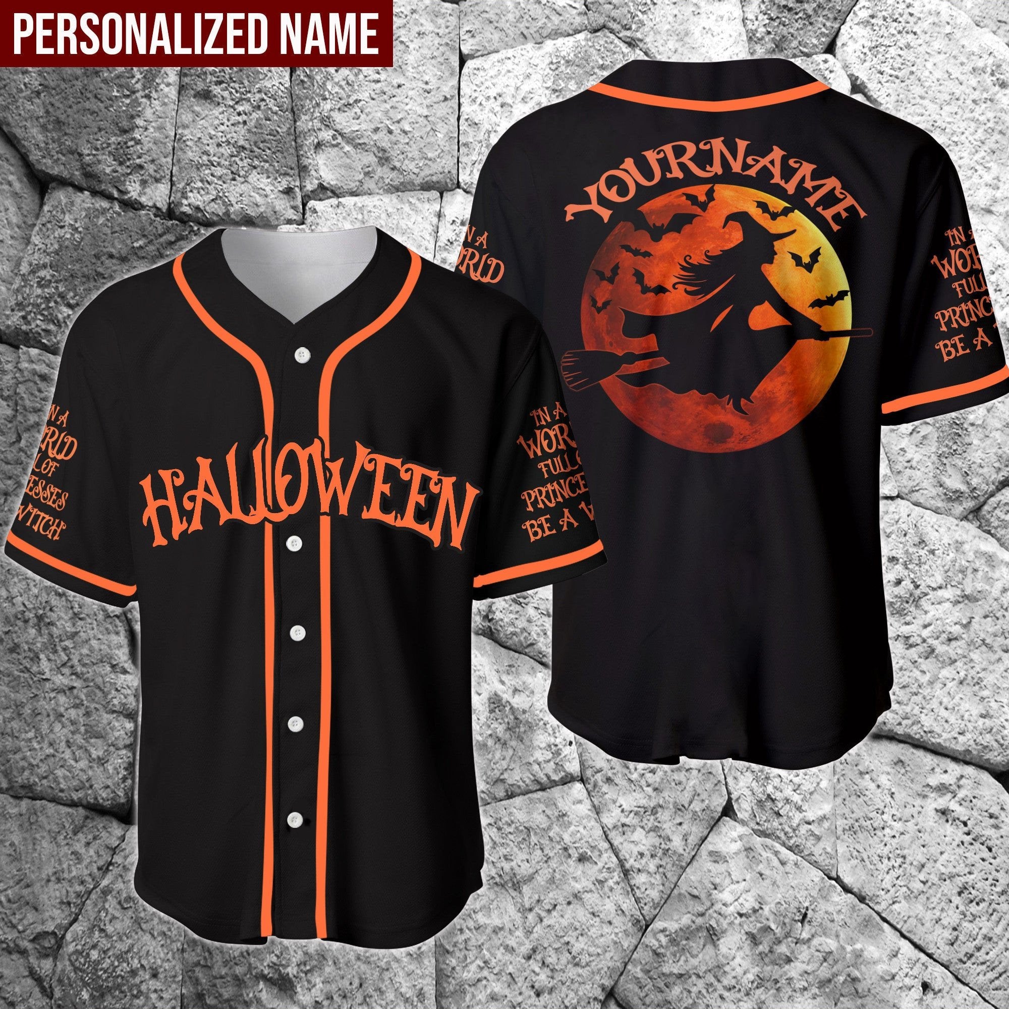 Halloween Witch Personalized Baseball Jersey/ Gift for Woman/ Halloween Shirt