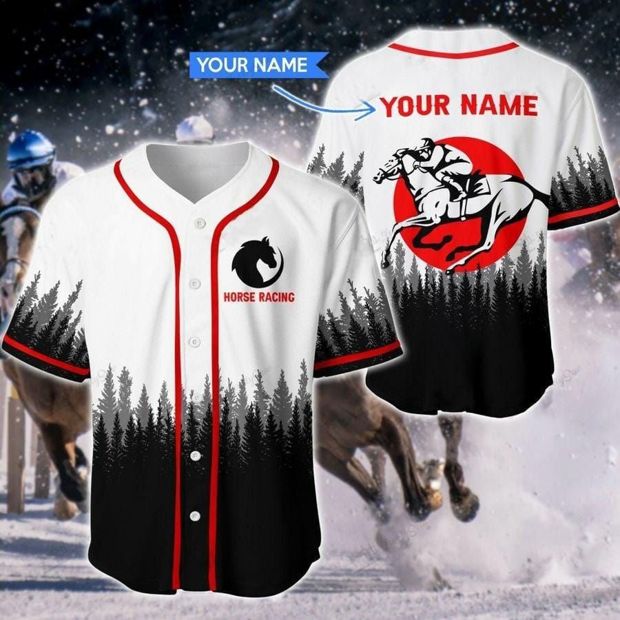 Horse Racing Forest Personalized Baseball Jersey