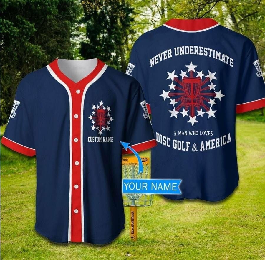 Disc Golf And America Personalized Baseball Jersey/ Disc Golf Men gift