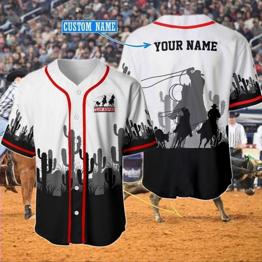 Team Roping Cactus Personalized Baseball Jersey/ 3D Shirt for Roping Rodeo