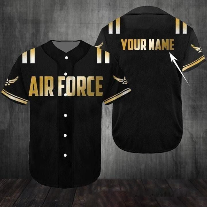 Personalized Golden US Air Force Baseball Jersey/ 3D Shirt for Veteran/ Gift for Men