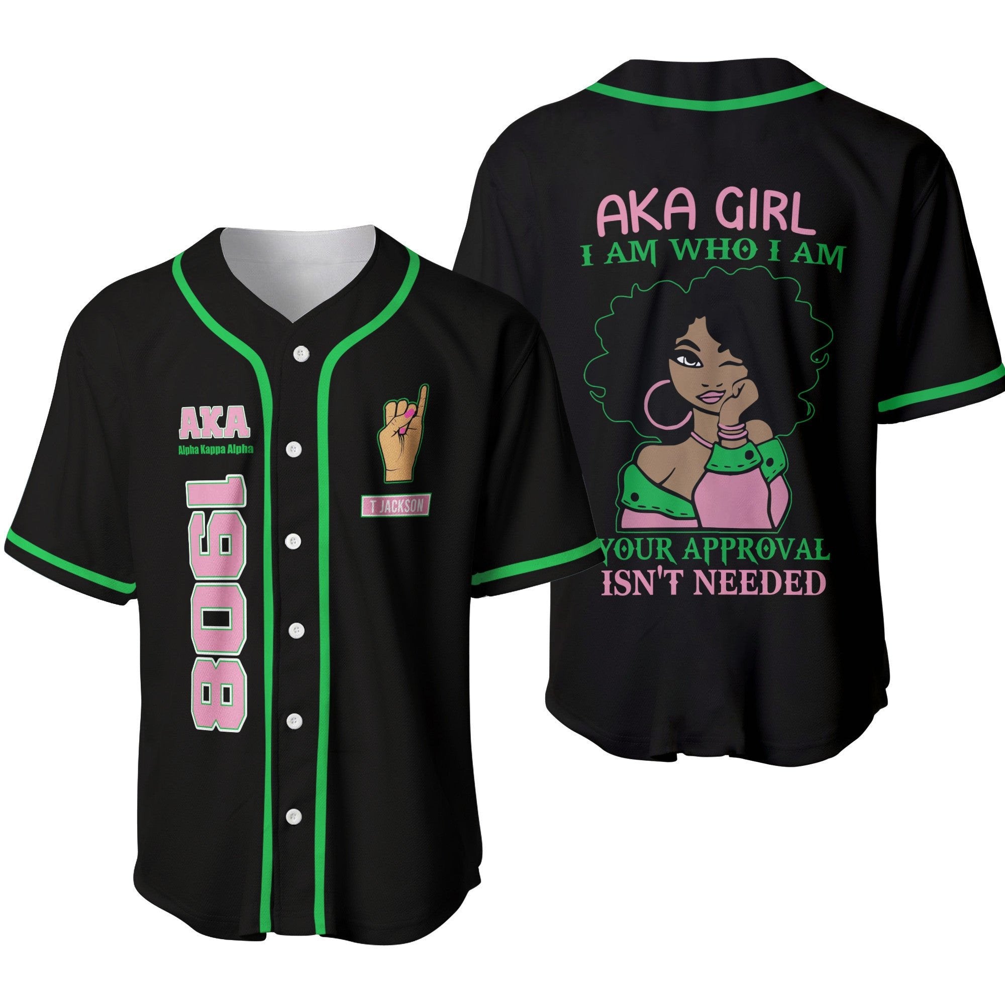 AKA Girl Personalized Baseball Jersey/ Custom Name Aka Girl Black Shirt