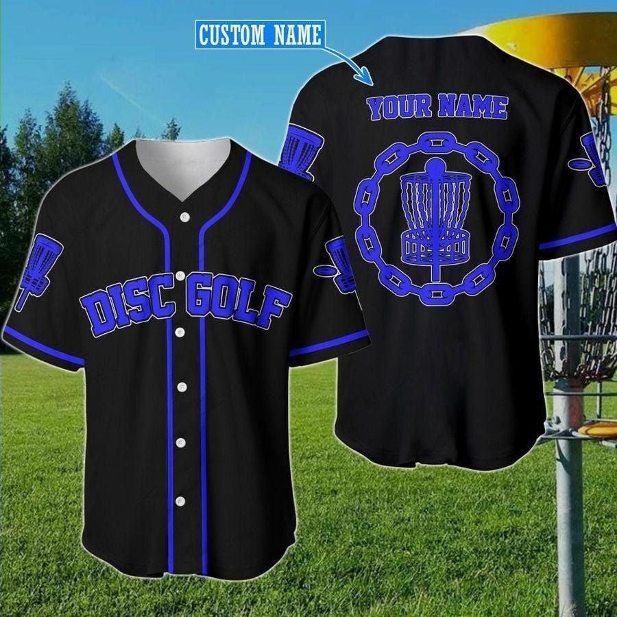 Disc Golf Chain Black And Blue Personalized Baseball Jersey/ Gift for Disc Golf Lover