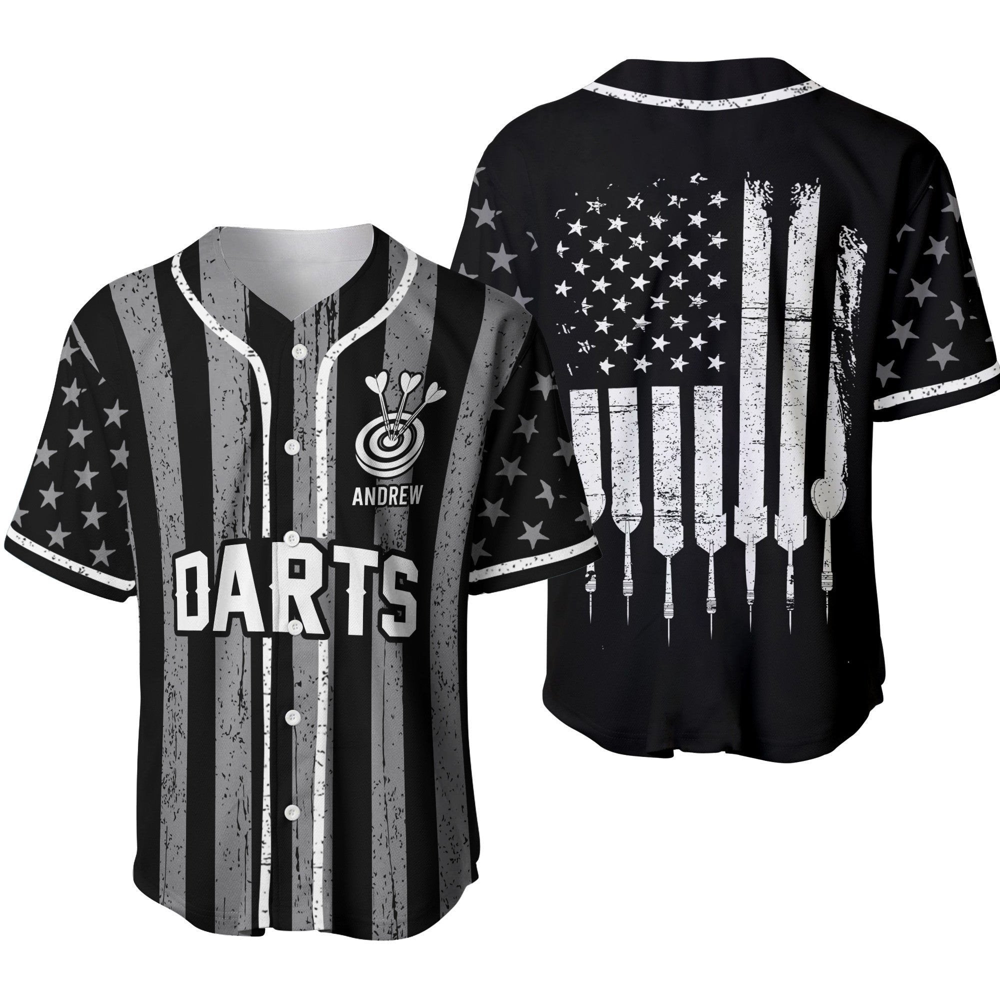 America Darts Black Flag Personalized Baseball Jersey/ Gift for Dart Lover