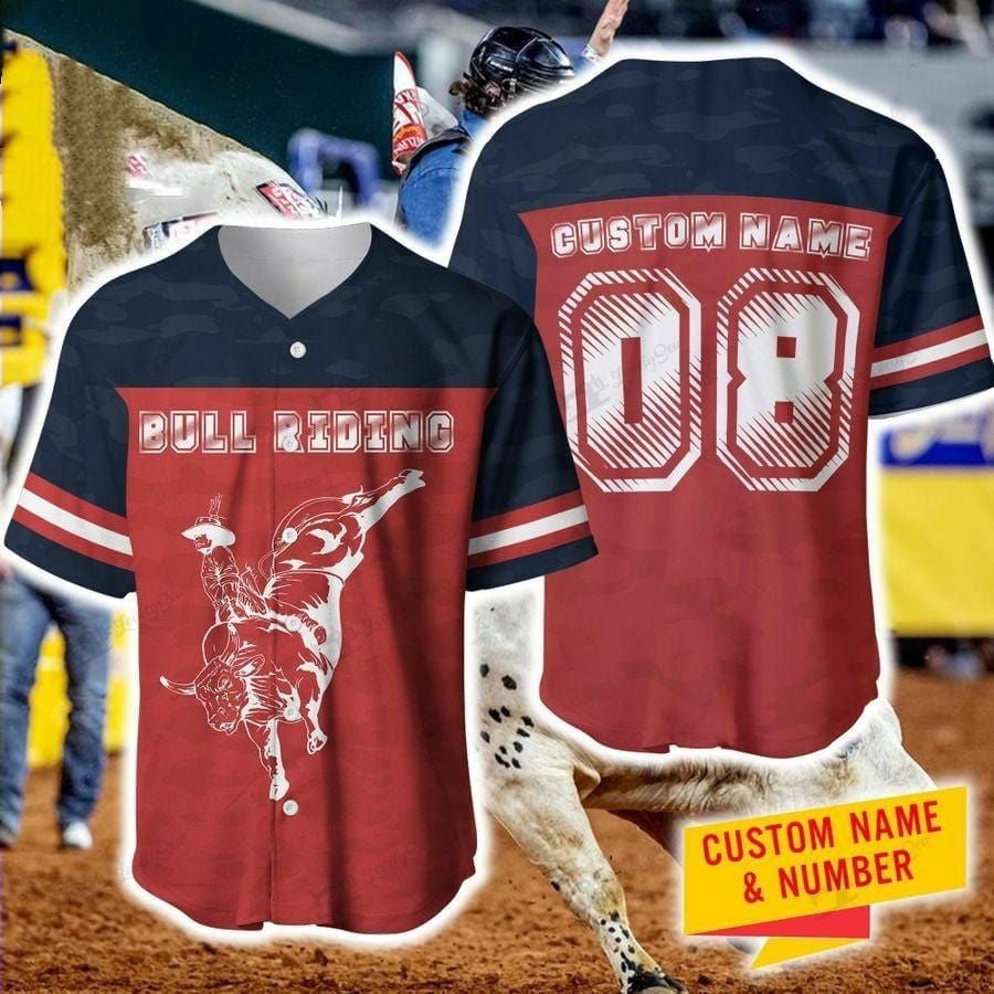 Personalized And Number Bull Riding Baseball Jersey/ Idea Gift for Rodeo Bull Riding