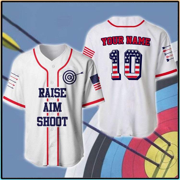 Darts American Flag Raise Aim Shoot Personalized And Number Baseball Jersey