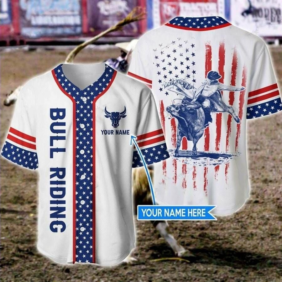 Bull Riding Cactus Personalized Baseball Jersey/ Gift for Man Love Bull Riding Shirt
