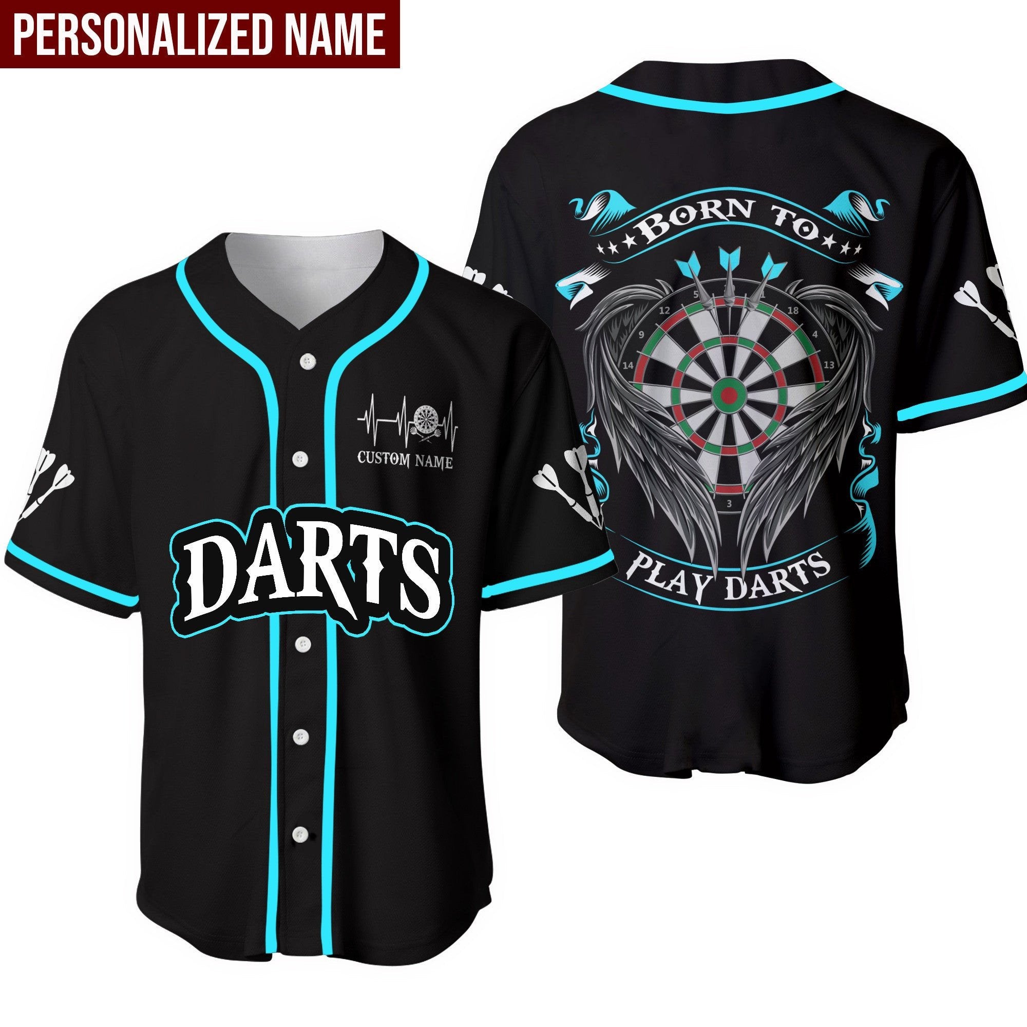 Darts Born To Play Darts Personalized Baseball Jersey/ Shirt for Dart Lover