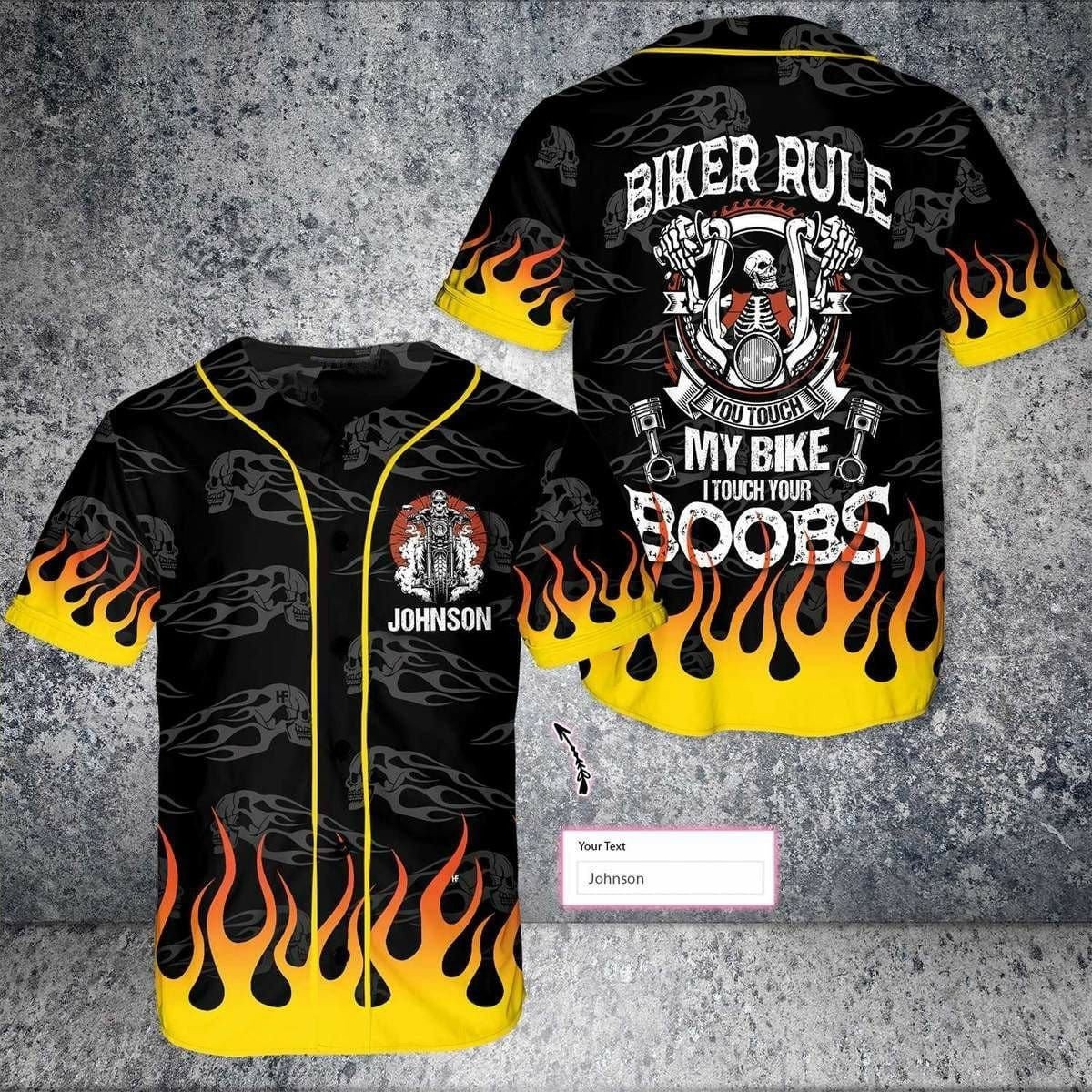 Biker Rule Skull Personalized Baseball Jersey/ Idea Gift for Biker 3D Shirt