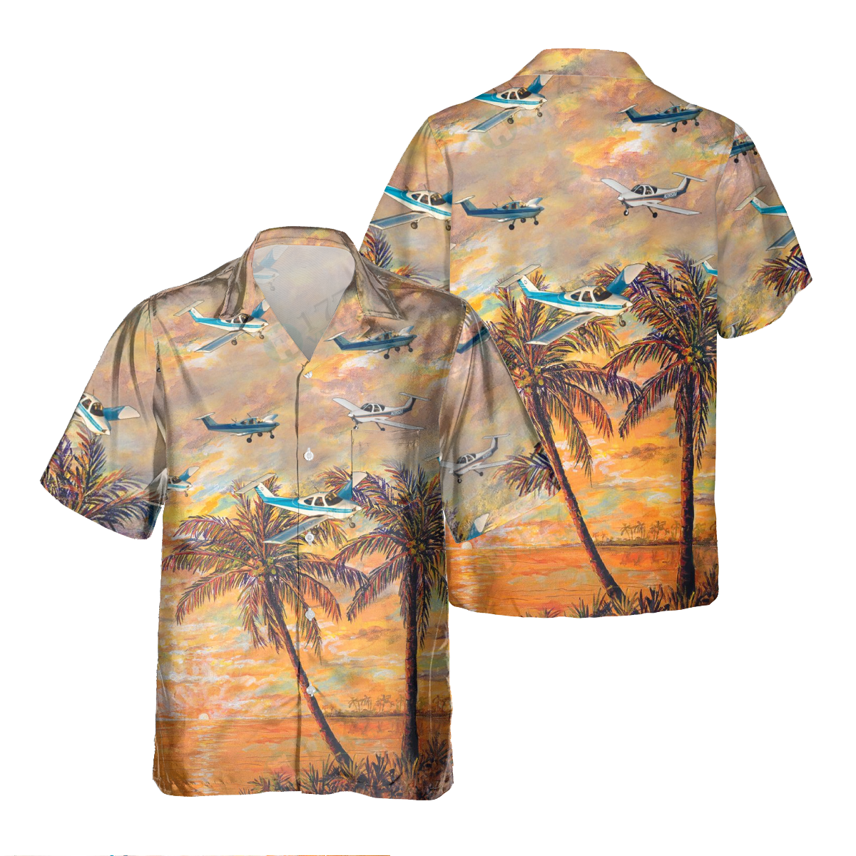 BEECHCRAFT SKIPPER Pocket Hawaiian Shirt/ Hawaiian Shirt for Men Dad Veteran/ Patriot Day