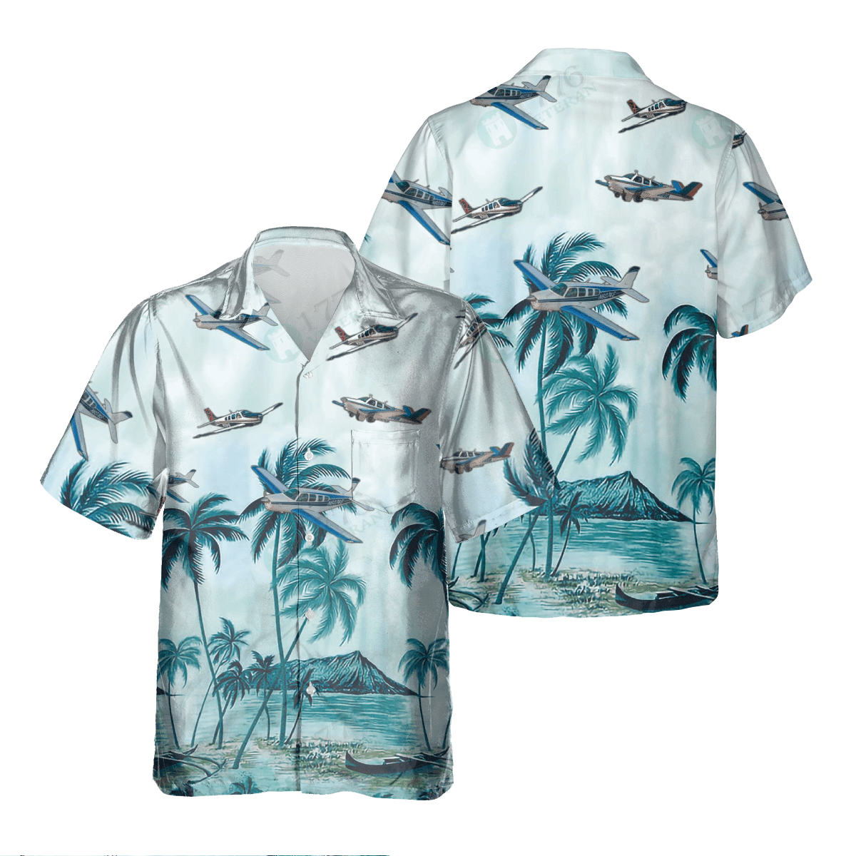 BEECHCRAFT BONANZA Pocket Hawaiian Shirt/ Hawaiian Shirt for Men Dad Veteran/ Patriot Day