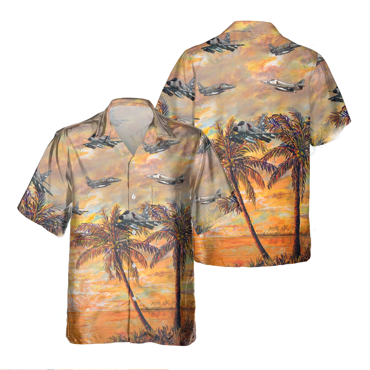 A-4 Skyhawk Pocket Hawaiian Shirt/ Hawaiian Shirt for Men Dad Veteran/ Patriot Day