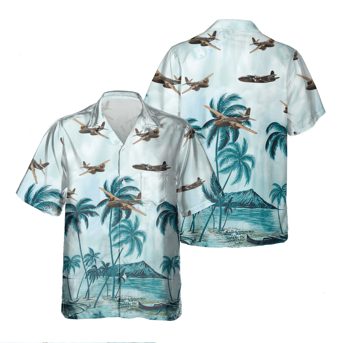 A-20 Havoc Pocket Hawaiian Shirt/ Hawaiian Shirt for Men Dad Veteran/ Patriot Day