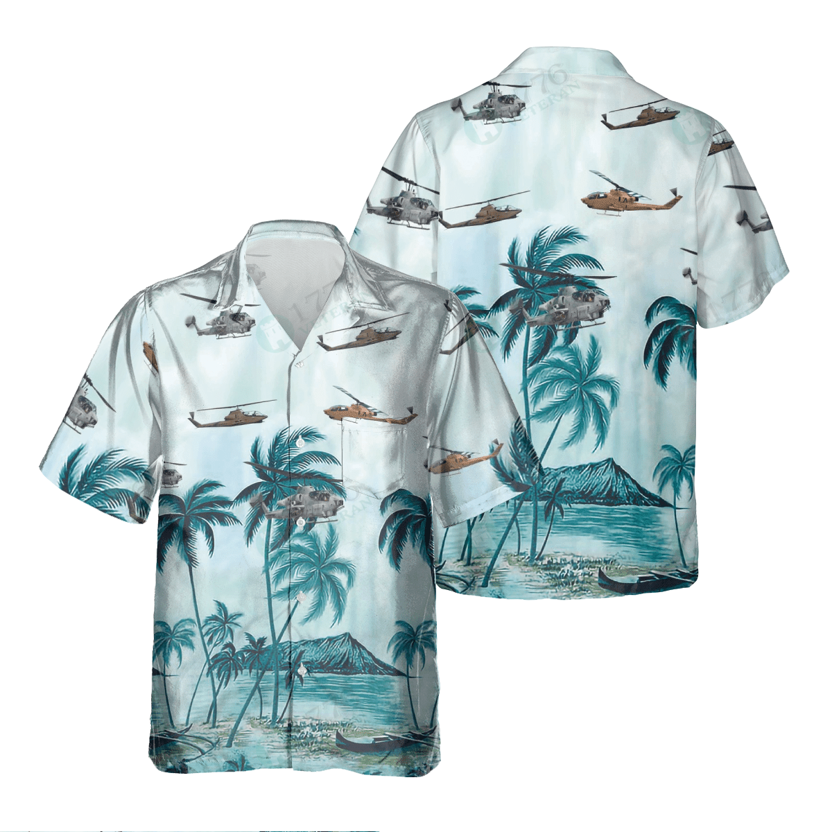 Ah-1 Cobra Pocket Hawaiian Shirt/ Hawaiian Shirt for Men Dad Veteran/ Patriot Day