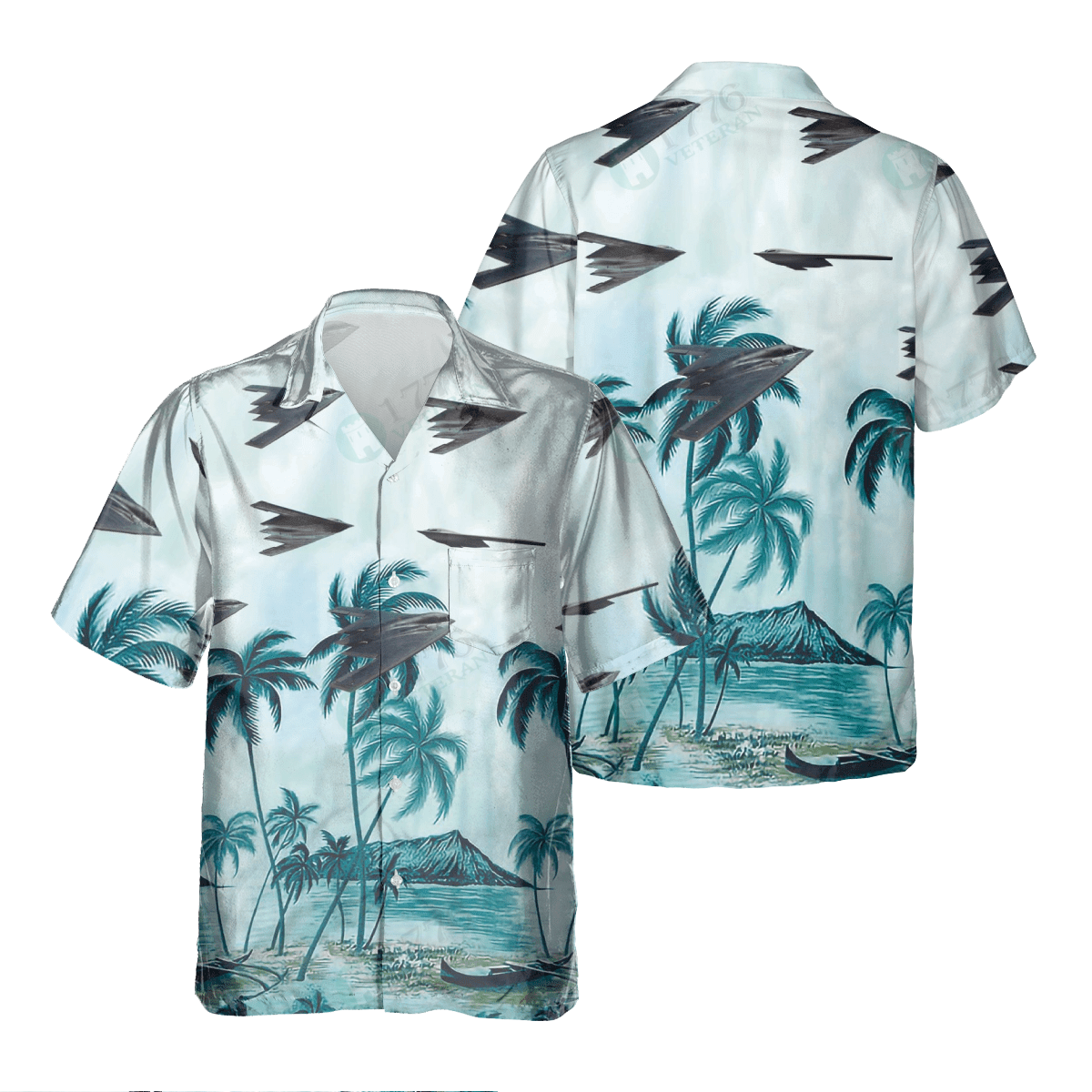 B-21 Raider Pocket Hawaiian Shirt/ Hawaiian Shirt for Men Dad Veteran/ Patriot Day