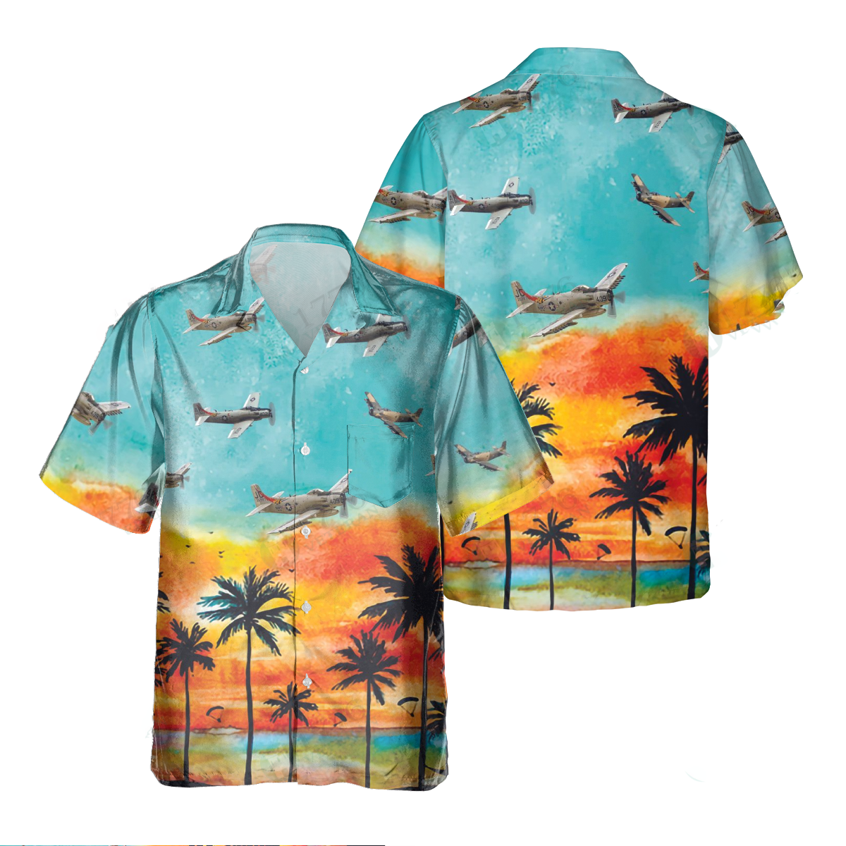 A-1 Skyraider Pocket Hawaiian Shirt/ Hawaiian Shirt for Men Dad Veteran/ Patriot Day