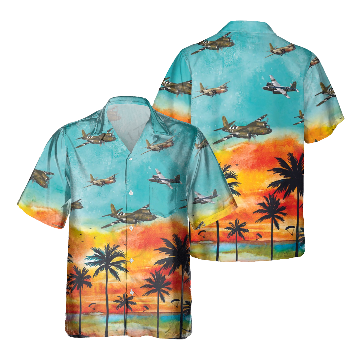 B-26 MARAUDER Dragon Pocket Hawaiian Shirt/ Hawaiian Shirt for Men Dad Veteran/ Patriot Day
