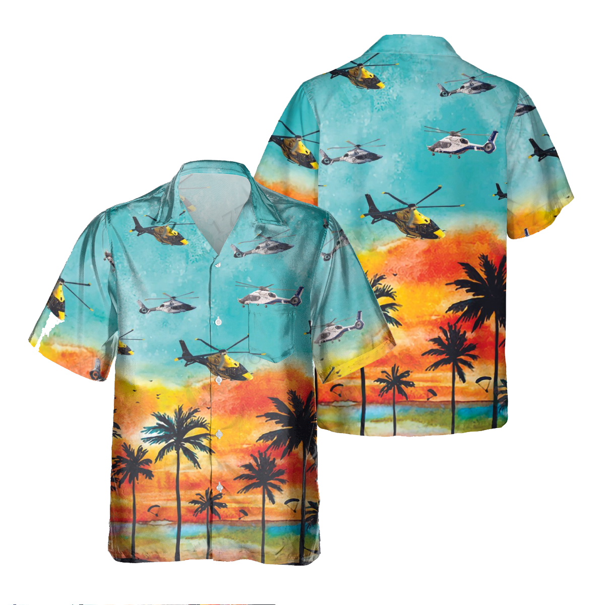 Airbus H-160 Pocket Hawaiian Shirt/ Hawaiian Shirt for Men Dad Veteran/ Patriot Day