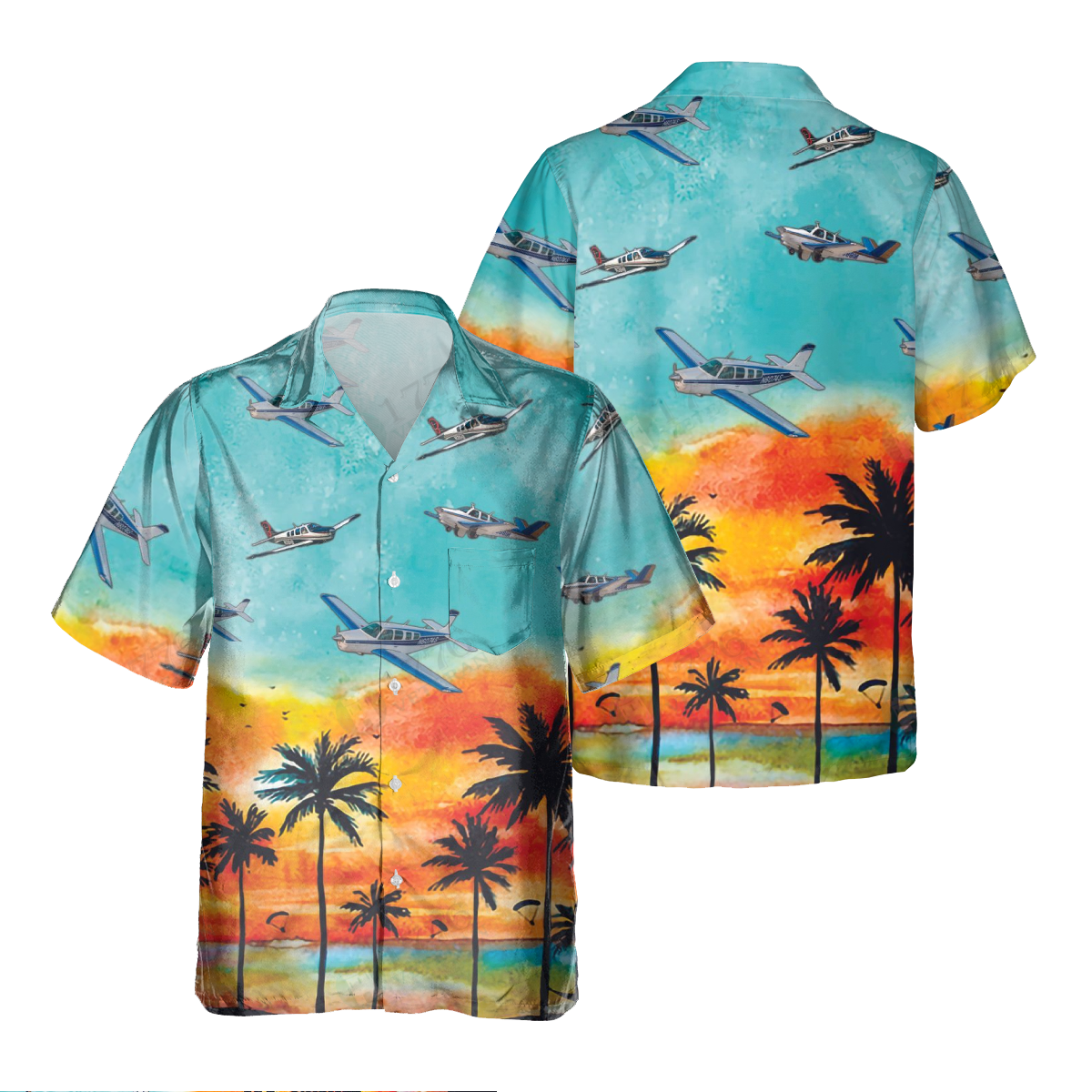 BEECHCRAFT BONANZA Pocket Hawaiian Shirt/ Hawaiian Shirt for Men Dad Veteran/ Patriot Day