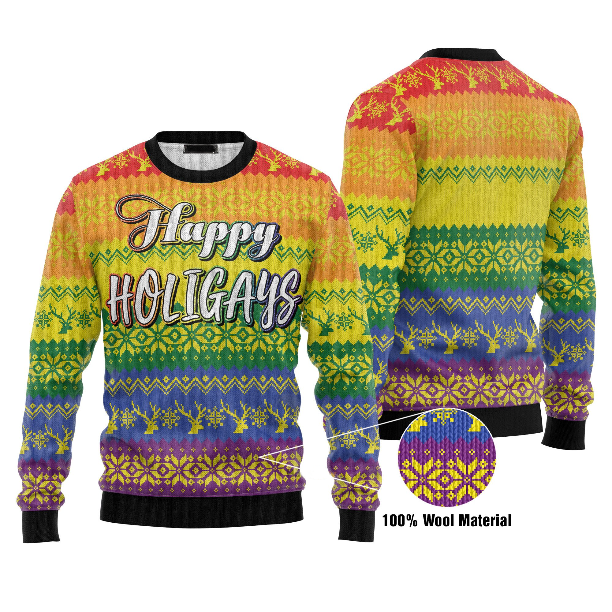 LGBT Gay Pride Happy Holigays Ugly Christmas Sweater 3D Printed Best Gift For Xmas