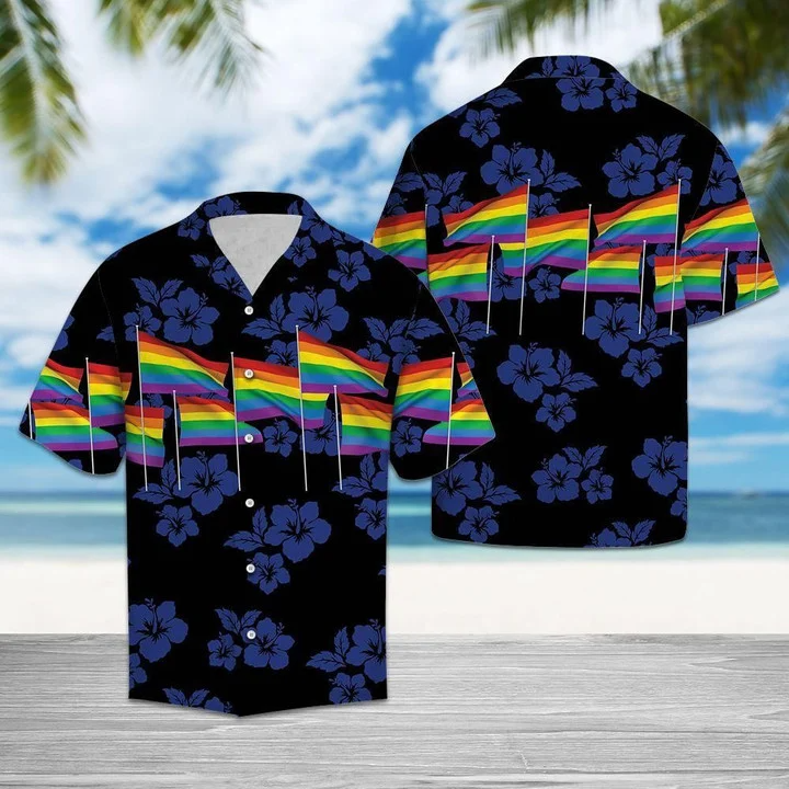 Beach Shirt Lgbt Pride Flag Aloha Hawaiian Shirt Colorful Summer Beach Casual Shirt For Gaymer