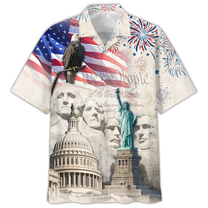 3D Full Printed Eagle President Flag Hawaiian Shirt/ 4th July 3D Shirt for USA people
