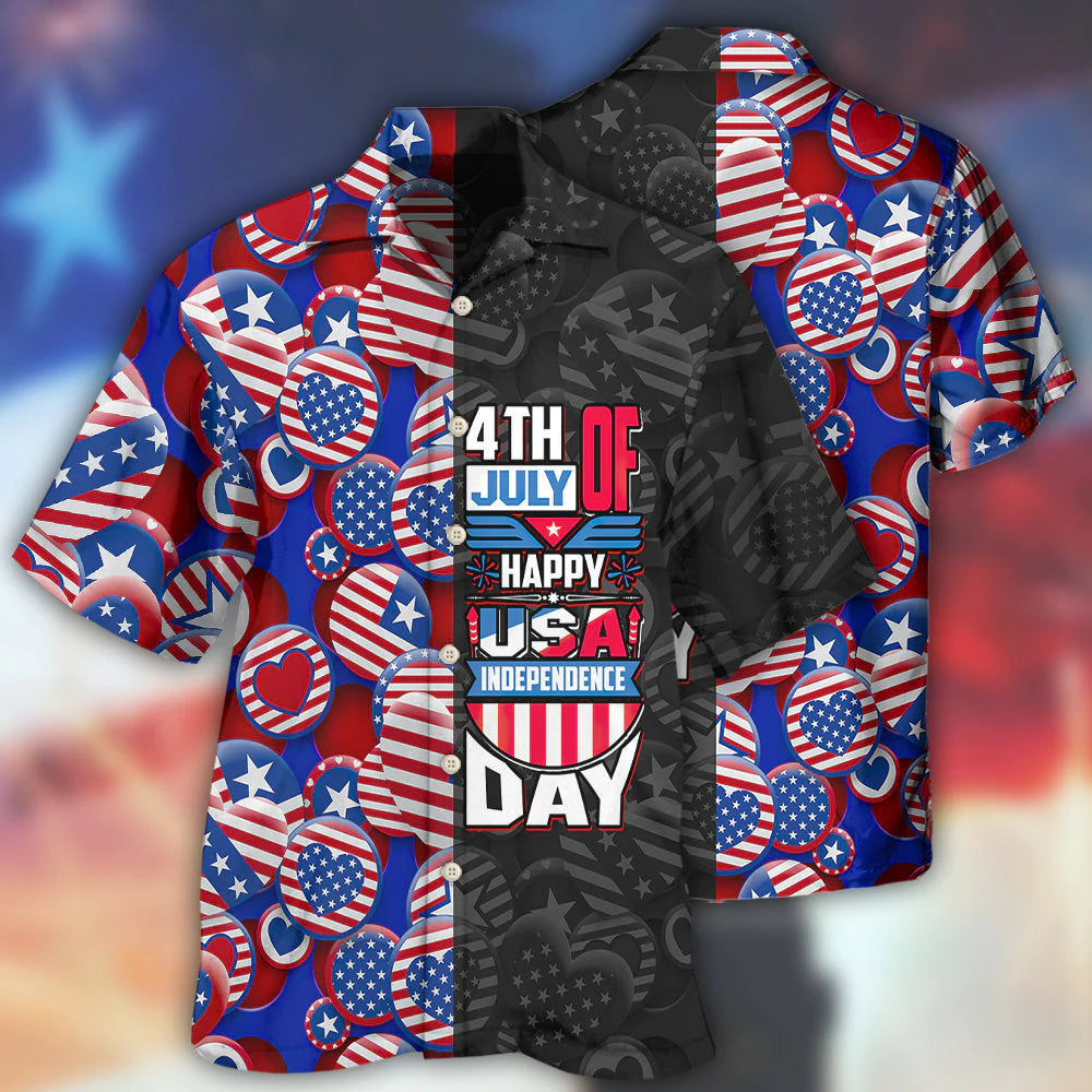 Coolspod Happy Independence Day All Printed 3D Hawaiian Shirt/ Shirt for Men Women