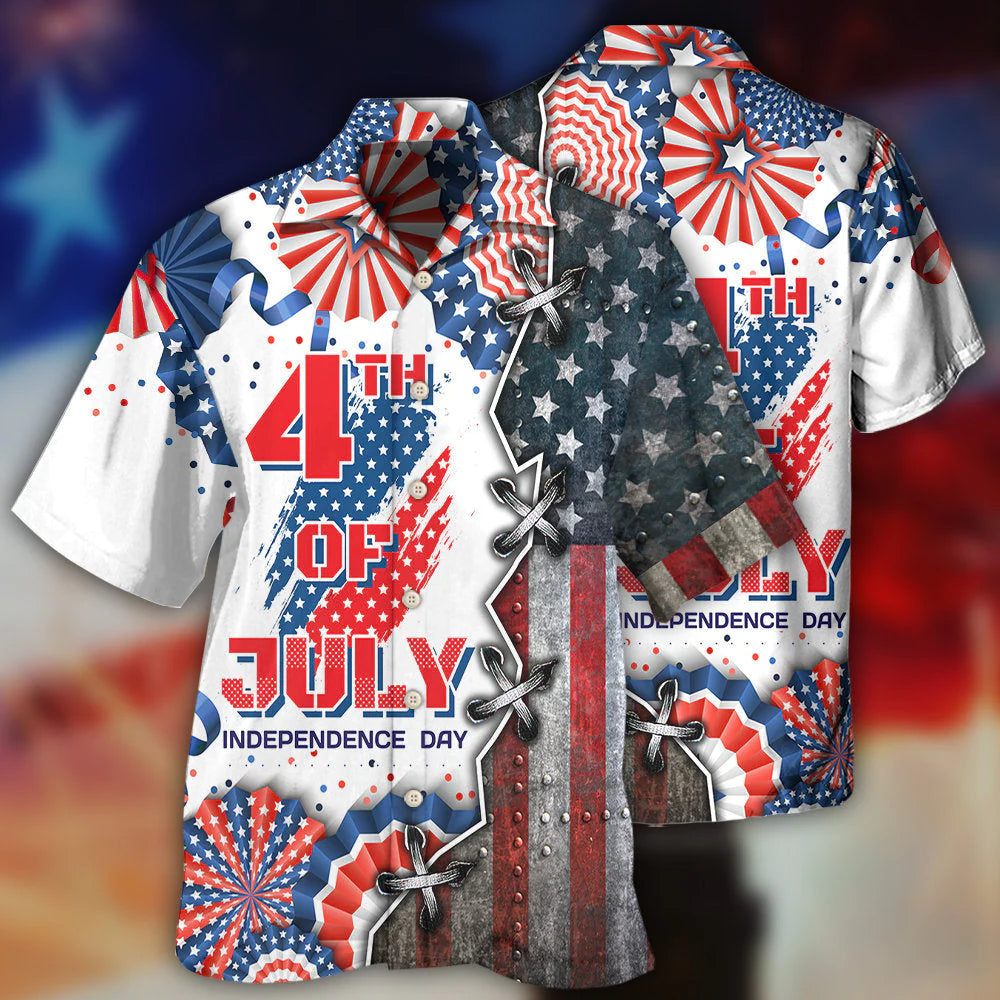 Independence Day 4Th Of July All Printed 3D Hawaiian Shirt/ Flag Pattern Hawaiian Shirt