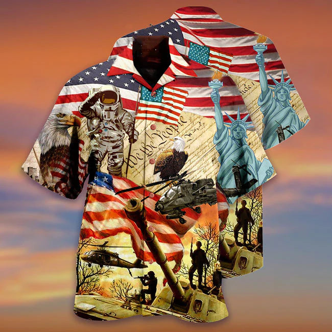 Independence Day Proud American All Printed 3D Hawaiian Shirt/ Army Hawaiian Shirt