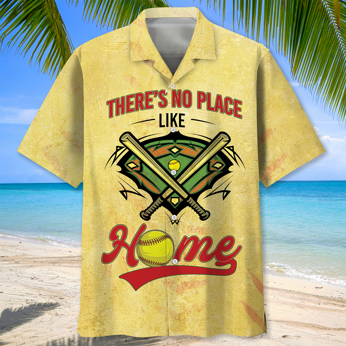 Softball Home Hawaiian Shirt/ There''s No Place Like Home/ Softball Hawaiian Shirt/ Softball Player Shirt