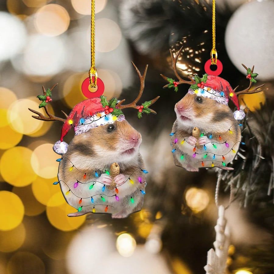 Hamster Christmas Light Shaped Ornaments/ Gift for Hamster Lover/ Hamster Ornament