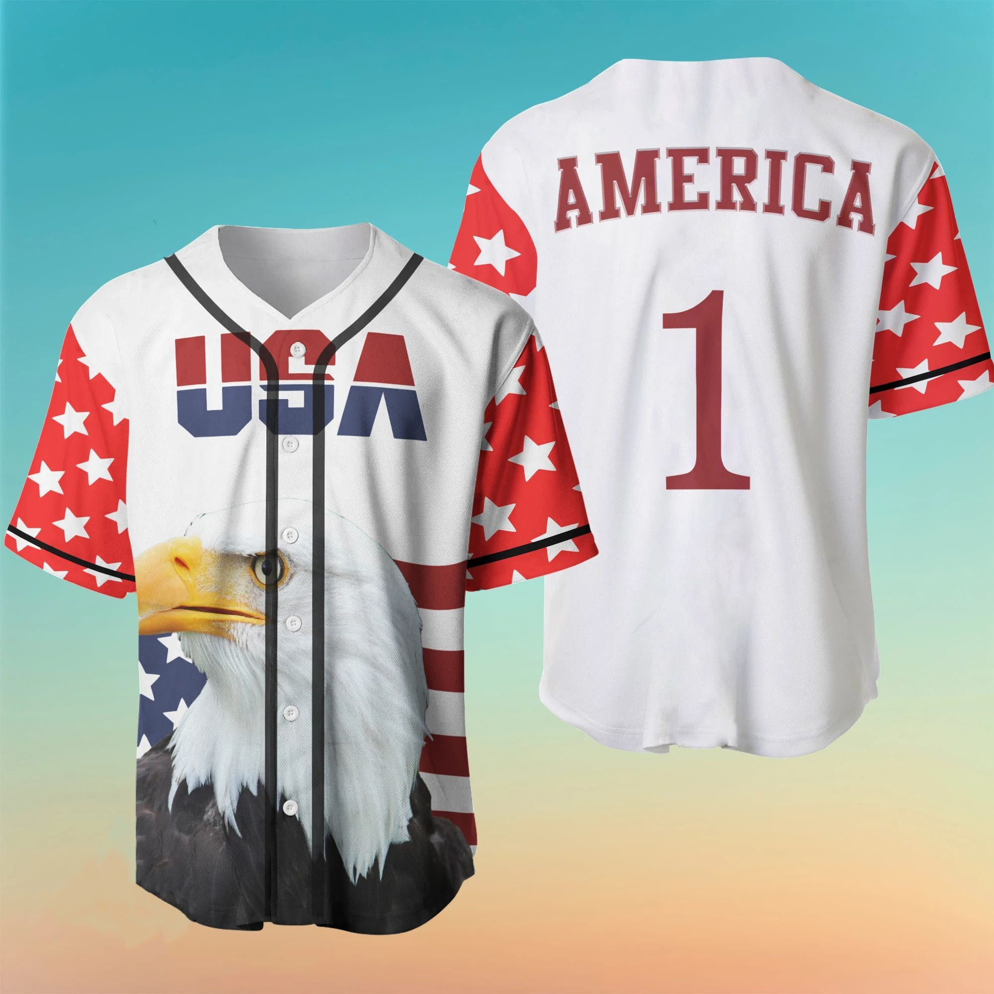 Personalized 4th Of July Usa Eagle 1 Baseball Jersey/ Baseball Jersey Shirt for Men