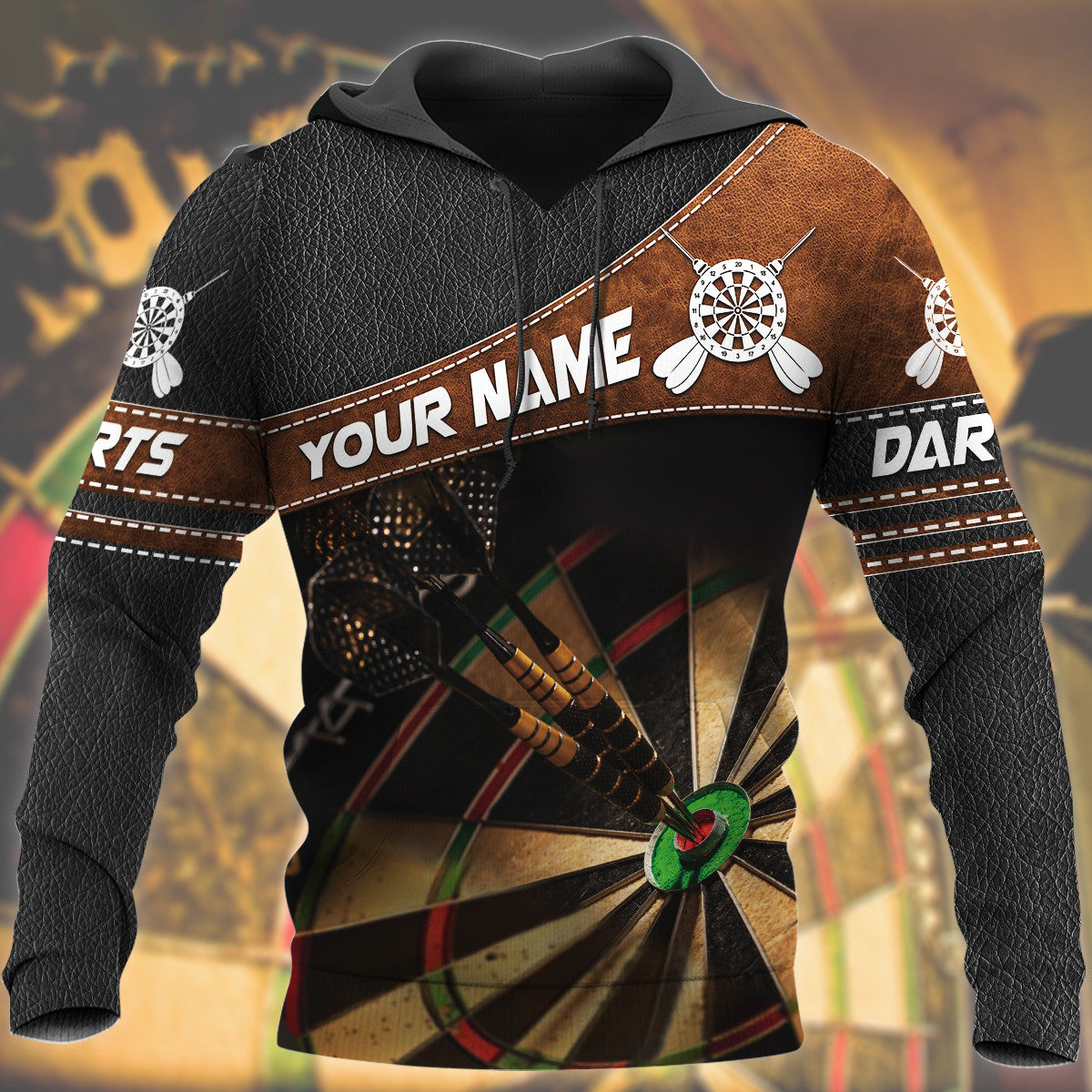 Personalized Name Darts Leather Dartboard All Over Printed Unisex 3D Hoodie Shirt