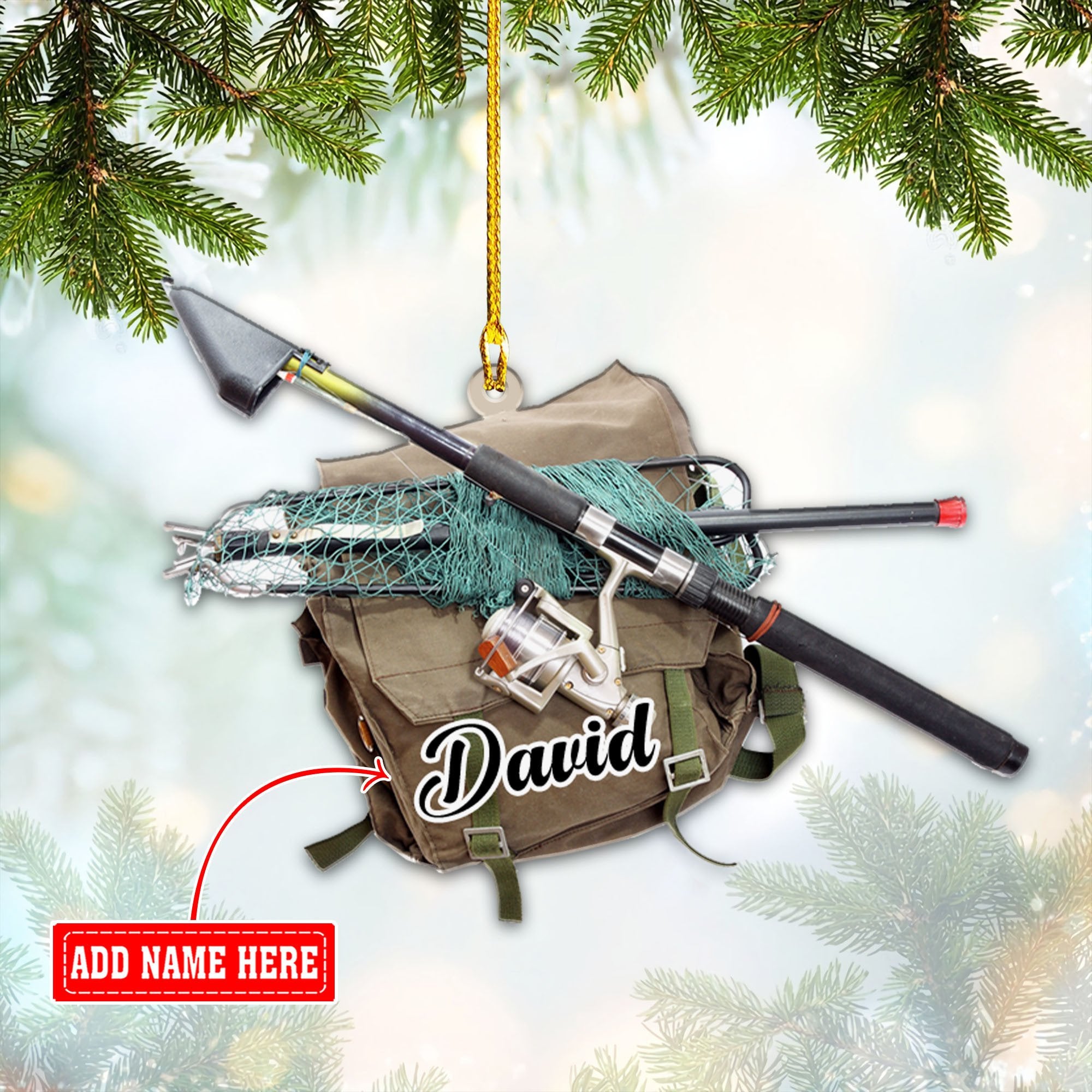Personalized Fishing Bag Christmas Ornaments/ Tool Fishing Ornament/ Gift for Fishing Lover