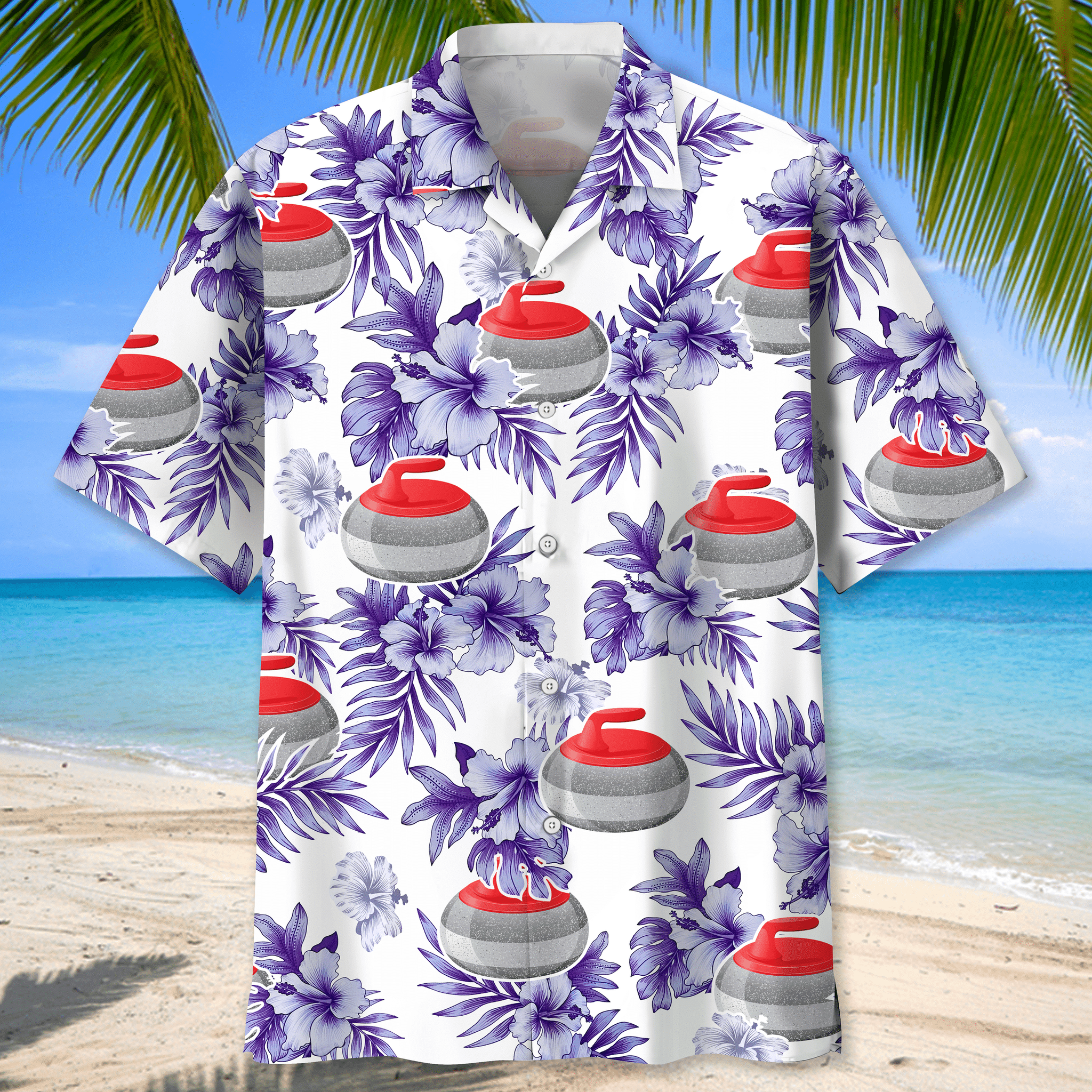 Curling Multi Color Nature Hawaiian Shirt/ Curling Sport Hawaii Shirt