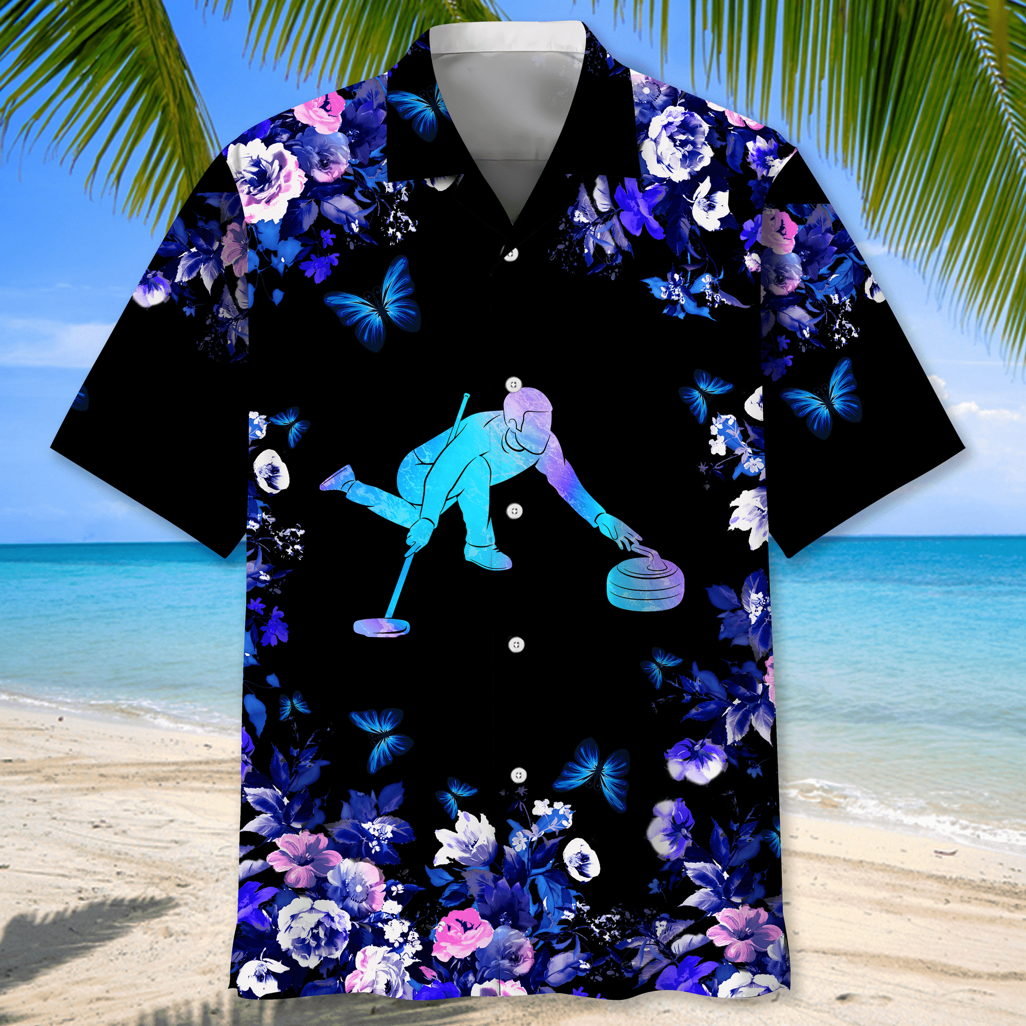 Curling Hawaiian Nature Hawaiian Shirt/ 3D Printed Curling Sport Hawaii Shirt