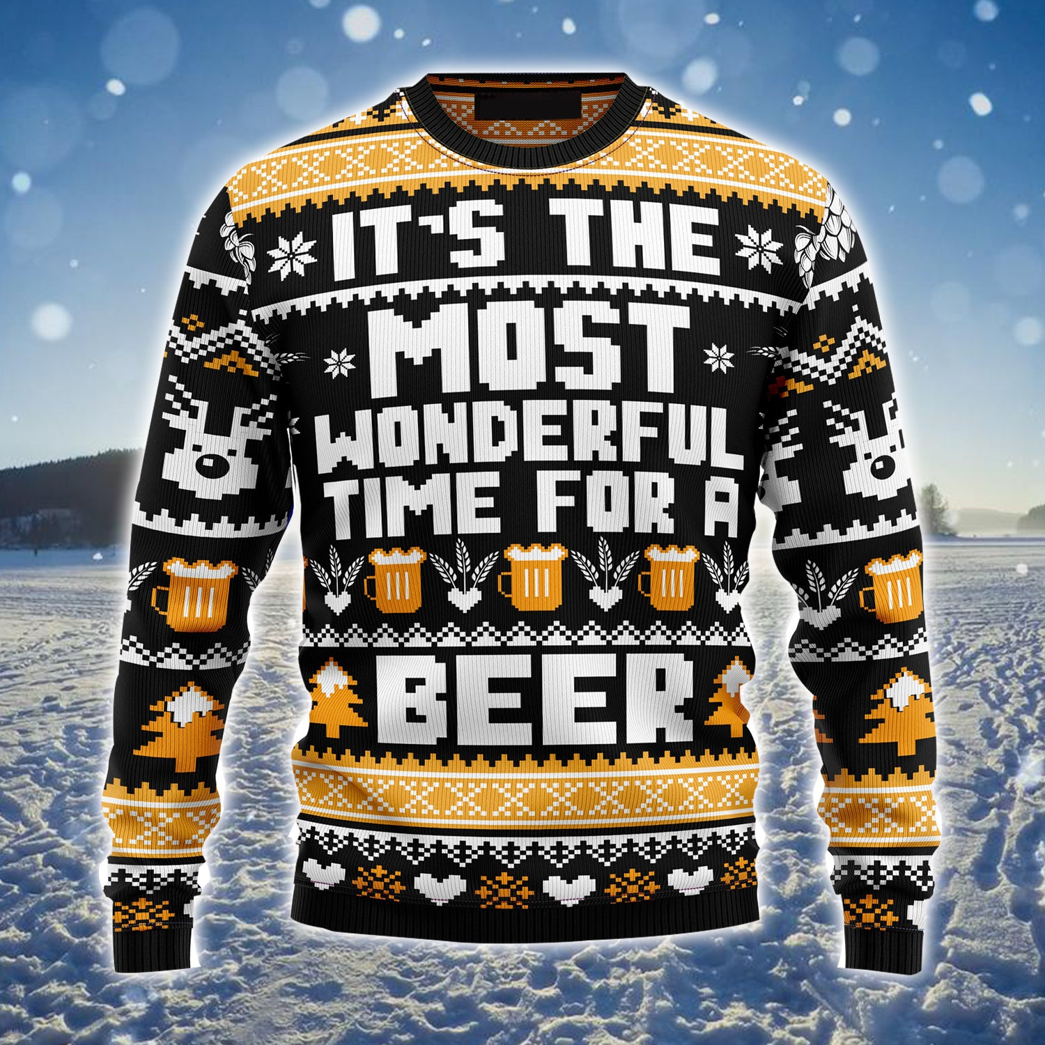 Beer Merry Christmas Ugly Christmas Sweater/ Wonderful Time For A Beer Ugly Sweater/ Perfect Gift For Beer Lovers