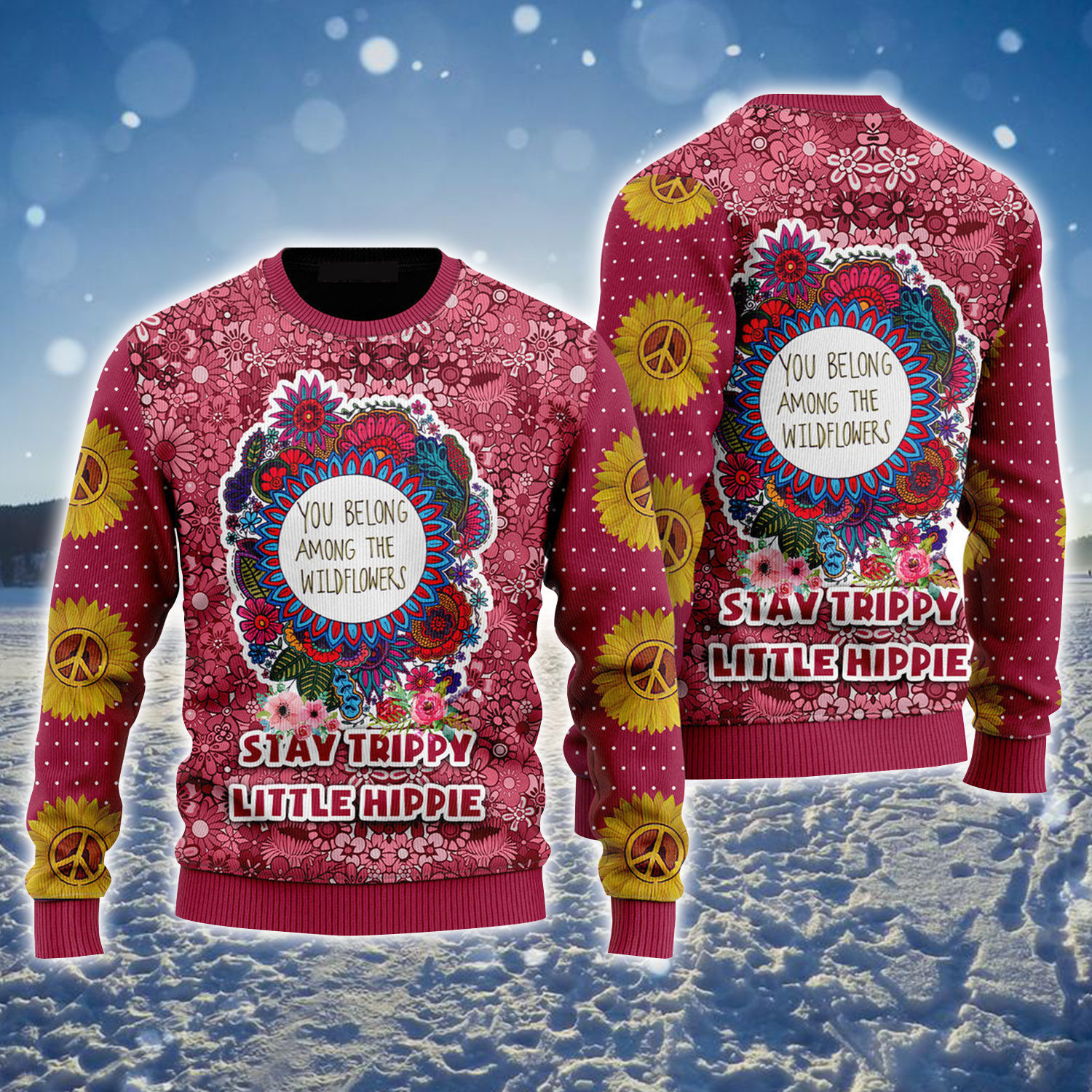 Hippie Style Ugly Sweater/ Stay Trippy Little Hippie Colorful Ugly Sweater/ Gift for Men Women Love Hippie