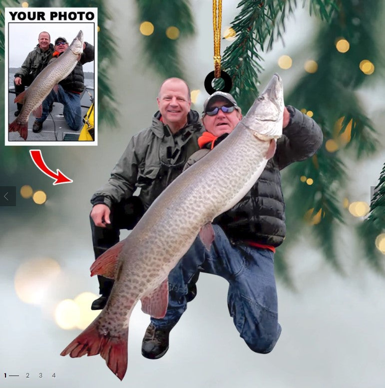 Personalized Photo Acrylic Christmas Ornament – Gift For Fishing Lover