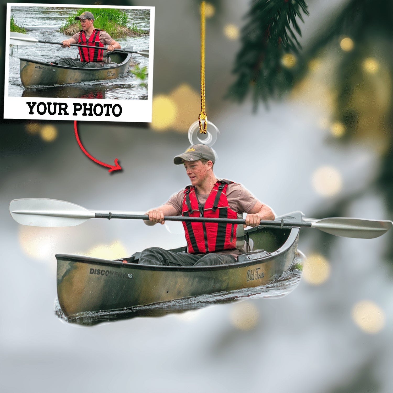 Custom Photo Ornament Gift For Kayaker - Personalized Upload Photo Ornament Gift For Kayak Lovers