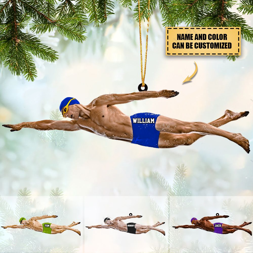 Personalized Male Swimmer Acrylic Ornament/ Gift For Swimming Lovers/Swimmer