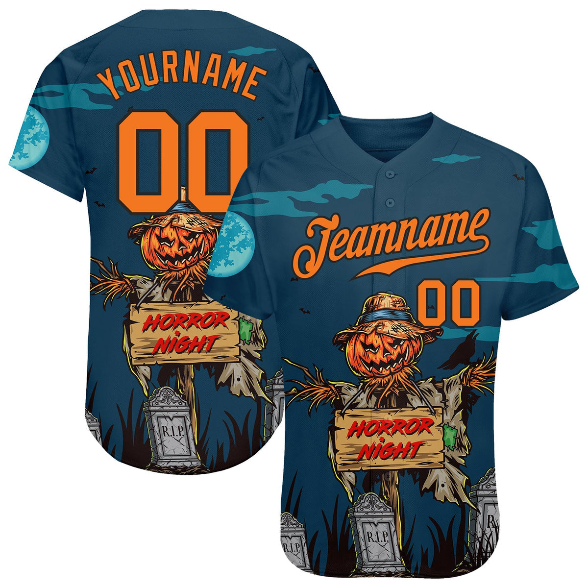Coolspod Custom 3D Pattern Halloween Pumpkins Horror Night Baseball Jersey/ Gift for Friend/ Family