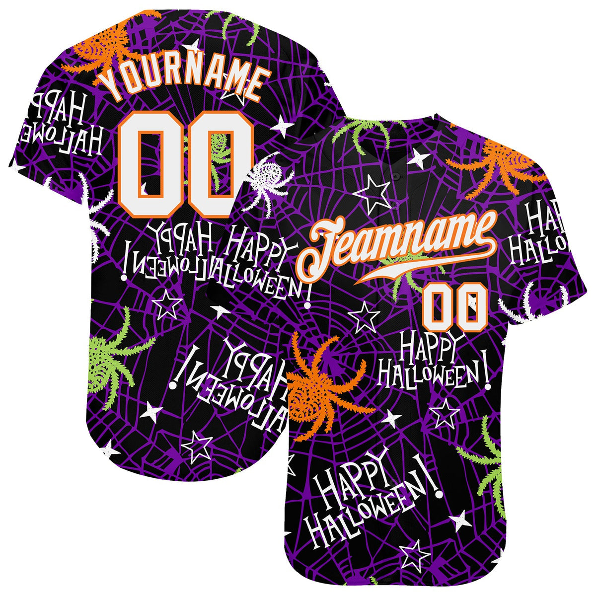 Custom 3D Pattern Happy Halloween Spiders Baseball Jersey/ Gift for Halloween/ Family/ Friends