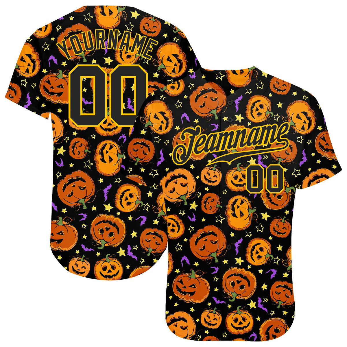 Personalized 3D Pattern Halloween Pumpkins Bats Stars Baseball Jersey/ Idea Shirt for Halloween