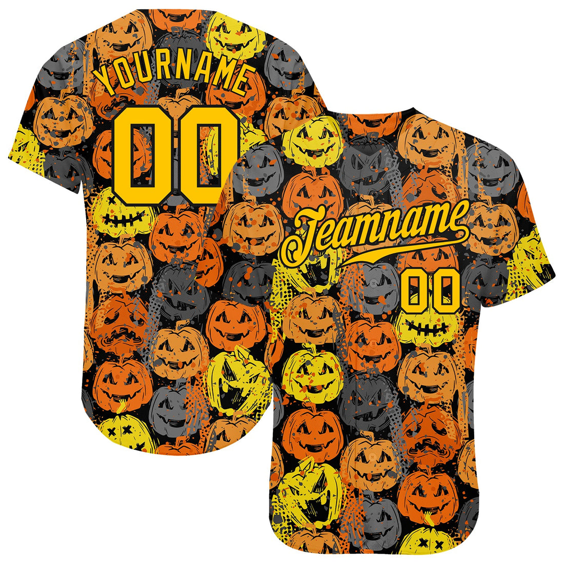 Coolspod Custom 3D Pattern Halloween Pumpkins Baseball Jersey/ Halloween Shirt