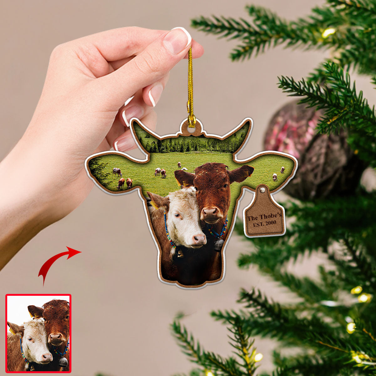 Cow Ornament / Personalized Christmas Ornament/ Custom Gift For Farmer