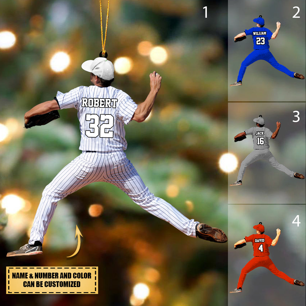 Personalized Baseball Softball Player Throwing The Ball Christmas Ornament/ Gift for Baseball Lover