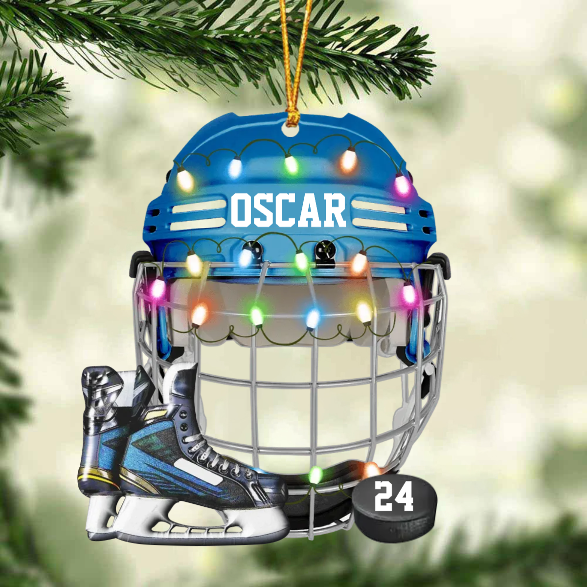Personalized Ice Hockey Helmet Custom Name Ornament Shaped Ornament