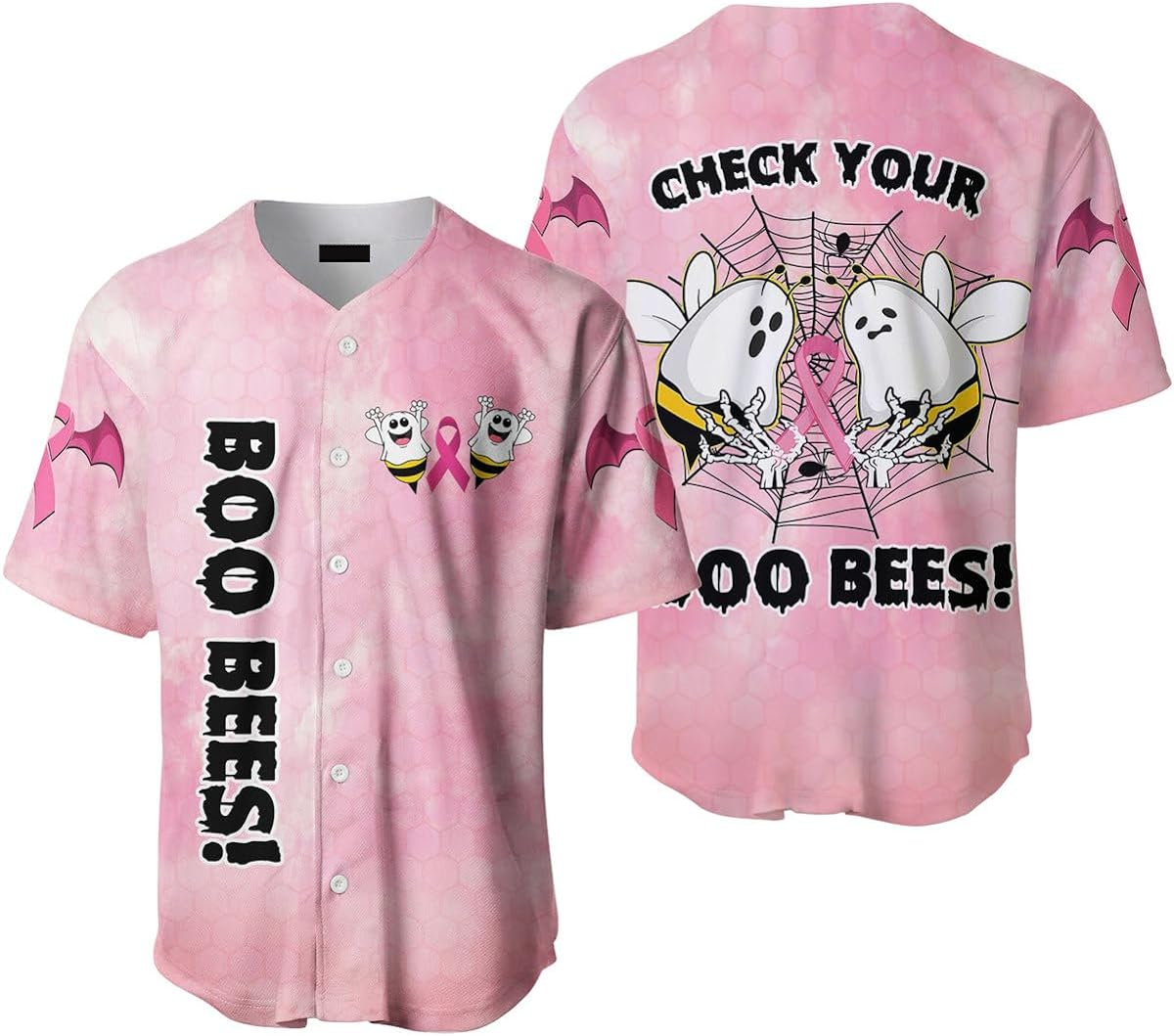 Custom Boo Funny Breast Cancer Warrior Baseball Jersey/ Halloween Shirt for Her