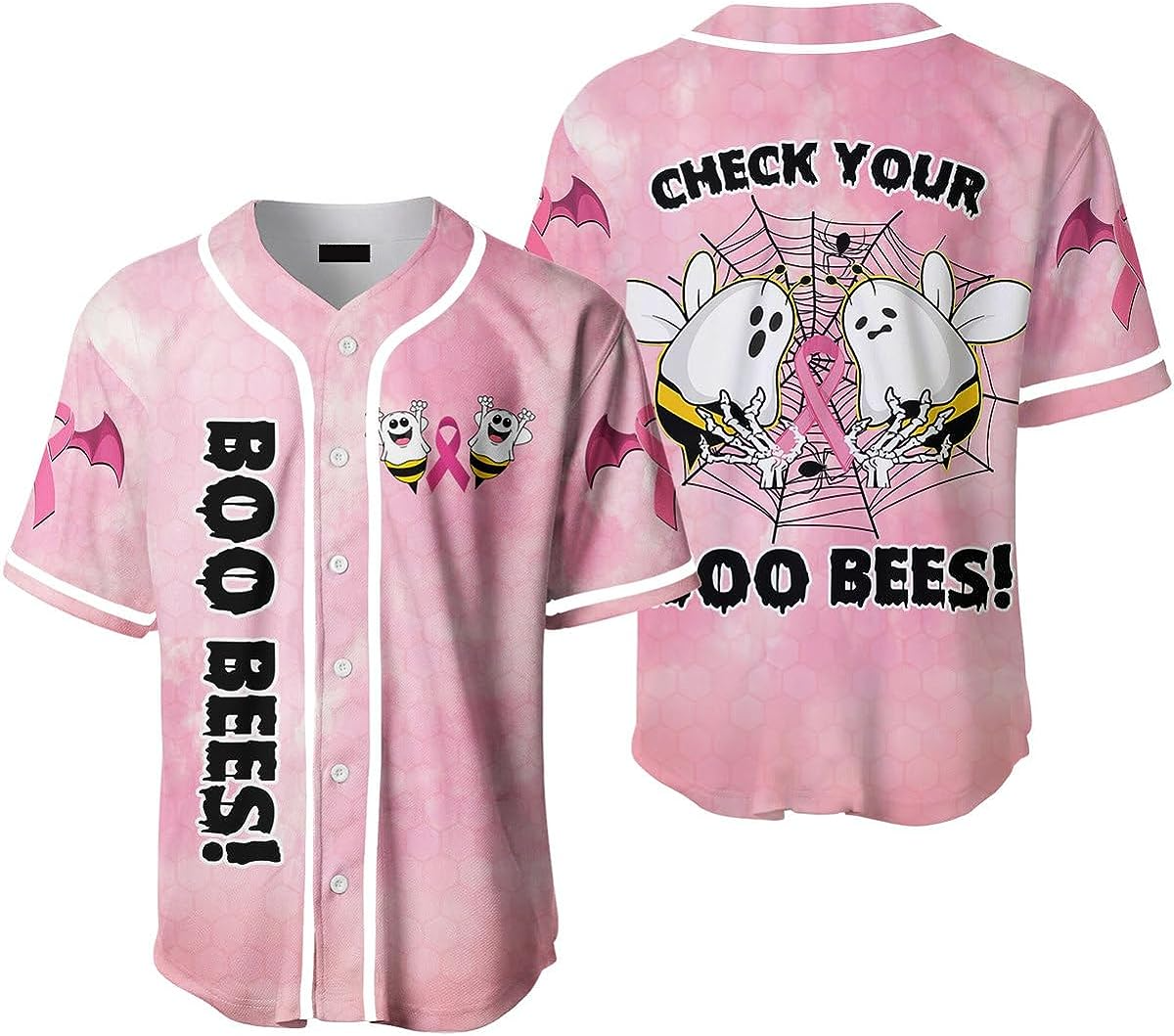 Custom Boo Funny Breast Cancer Warrior Baseball Jersey/ Halloween Shirt for Her